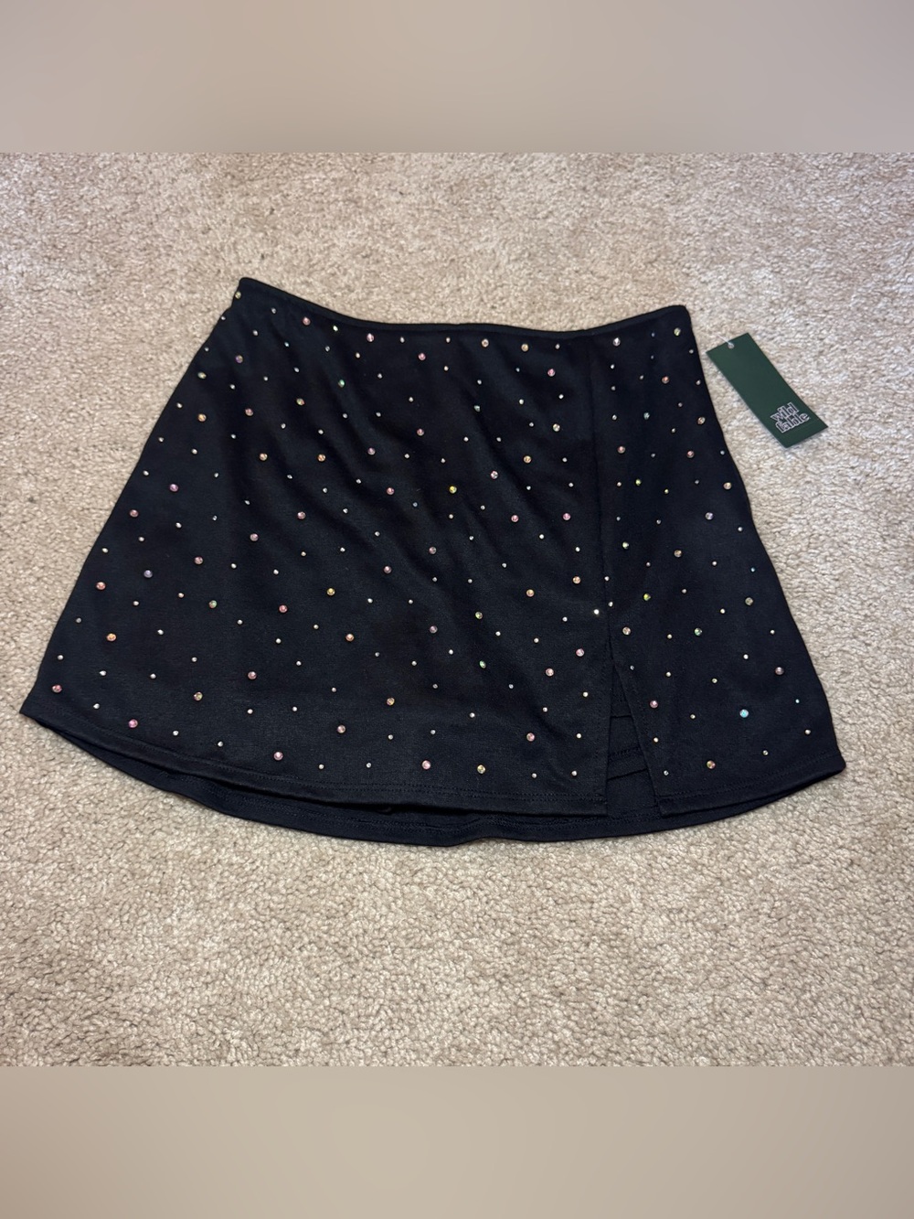 Wild Fable Black A-Line Mini Skort with Multicolor Jewels/Studs